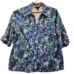 Maggie Barnes Button Up Top Blue 20W